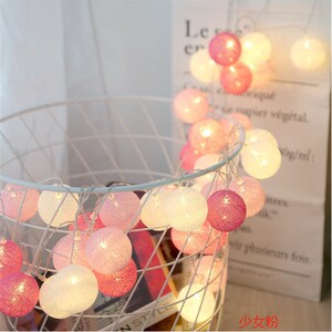 Personalized Cotton Ball String Lights-Led Fairy string lights-Hanging led ball string lights-party string lights for home decor