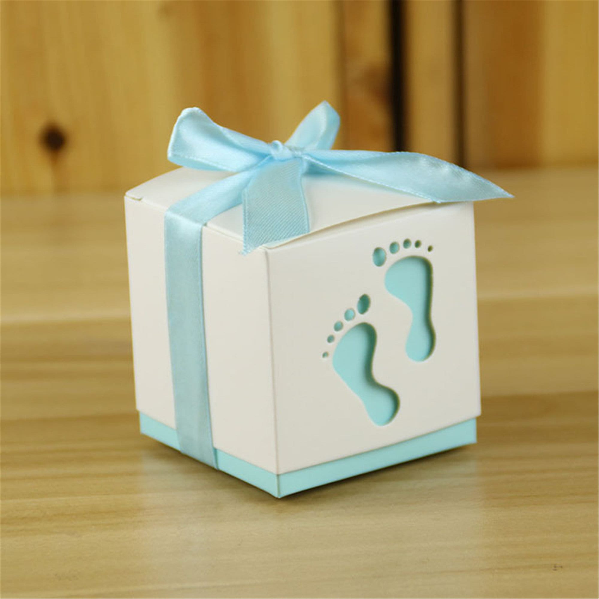 Baby Shower Favor Boxesfootprint Party Favor Boxesbaby Girl Etsy