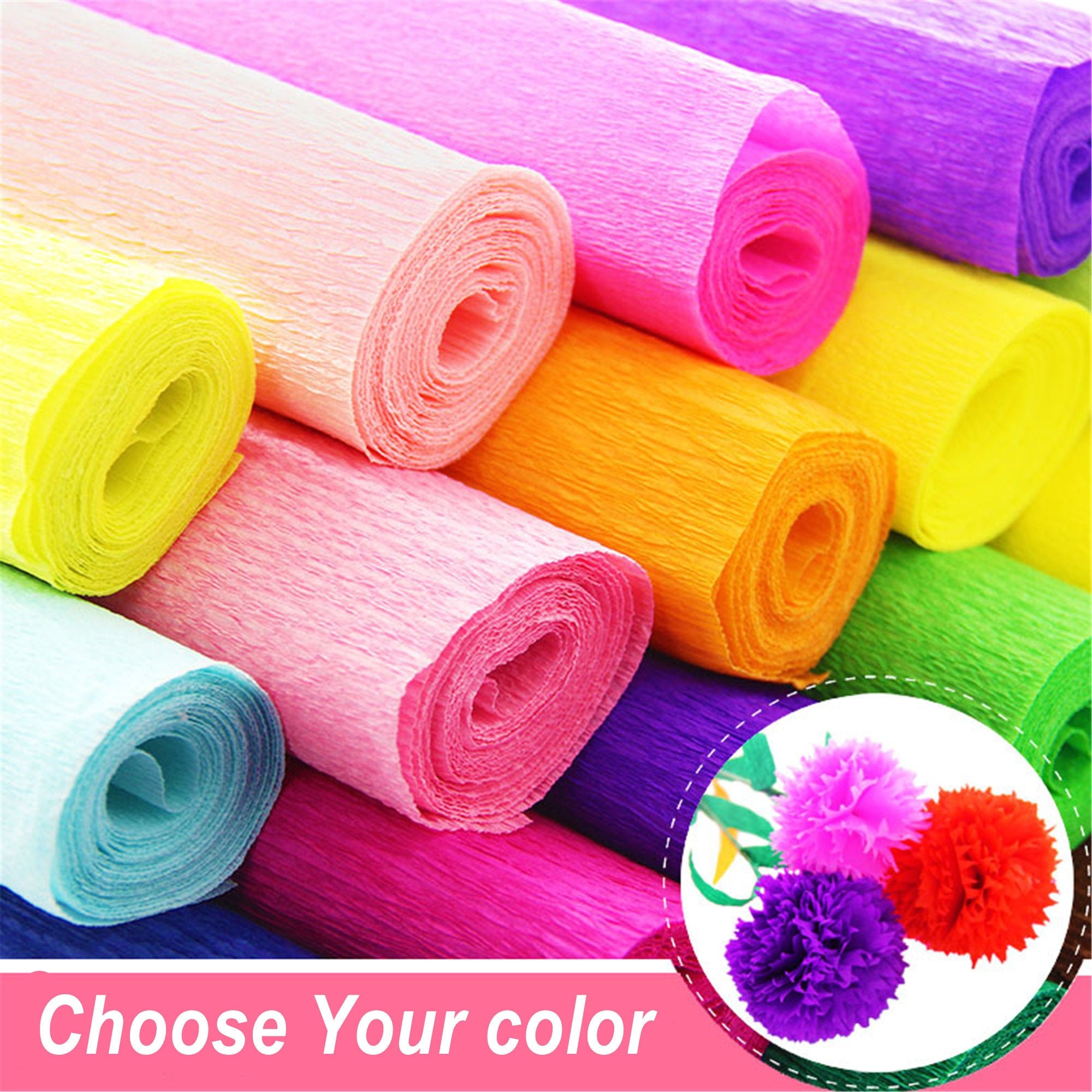 250*25cm DIY Wrapping Paper Craft Colored Crepe Paper Roll Origami