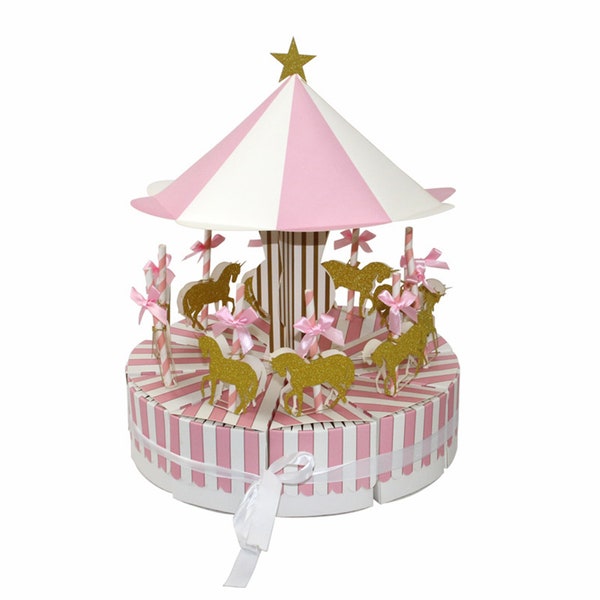 10 pcs Carousel Party Favor Boxes-Wedding candy favour boxes-baby shower treat boxes-gift box-Carousel party theme favor-birthday party box
