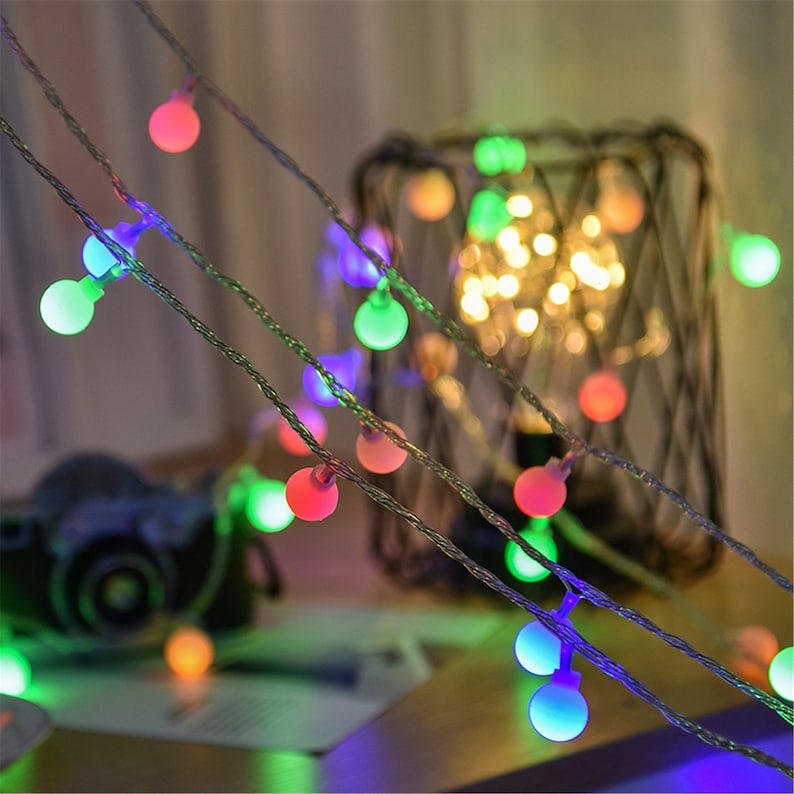 Led String lights-Led Ball String Lights-Fairy string lights-Hanging led ball string lights-outdoor party string lights pour les décorations de la maison Rainbow Color
