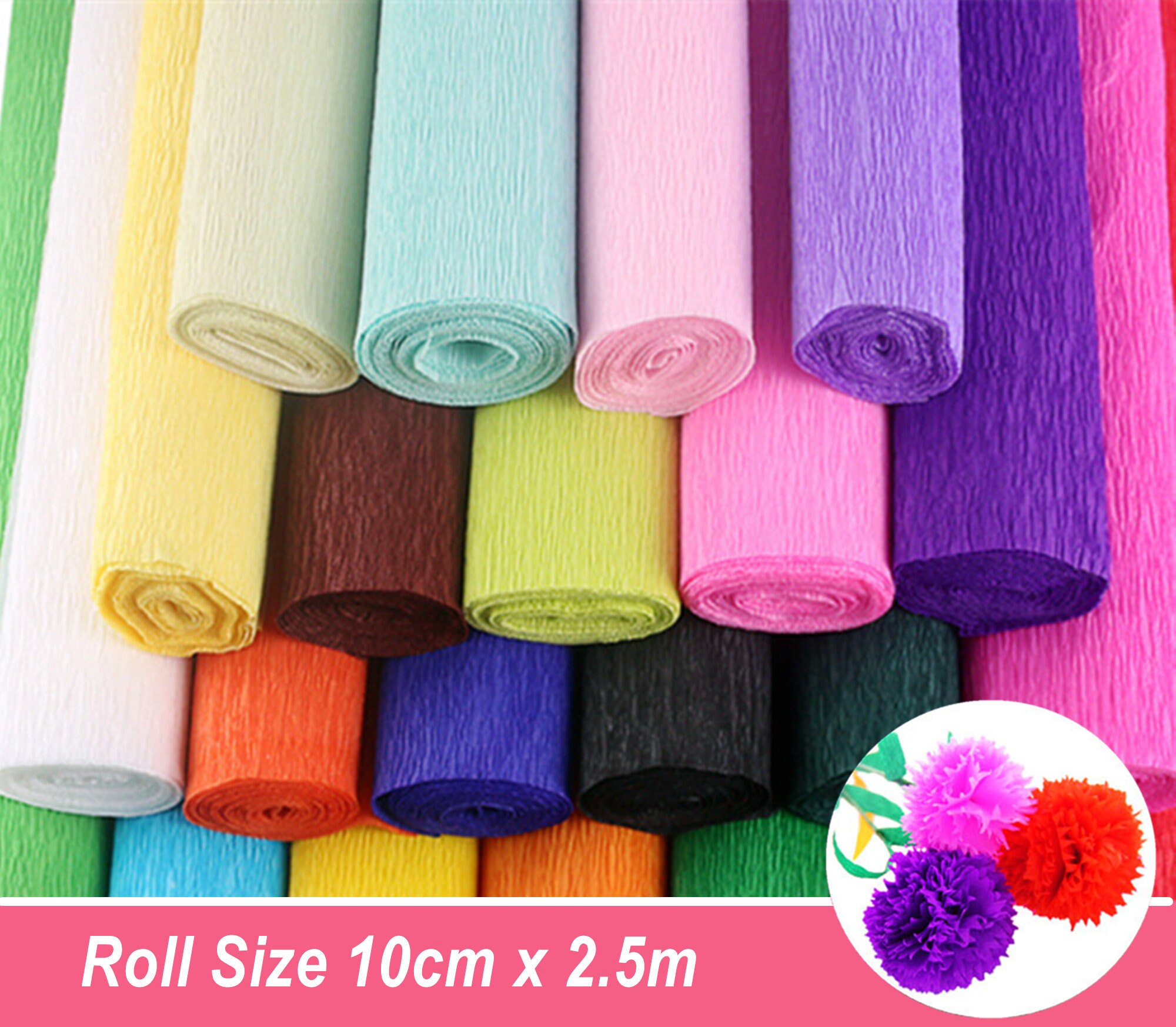 Gift Wrap 10/25/50cmx250cm Colored Crepe Paper Roll Origami