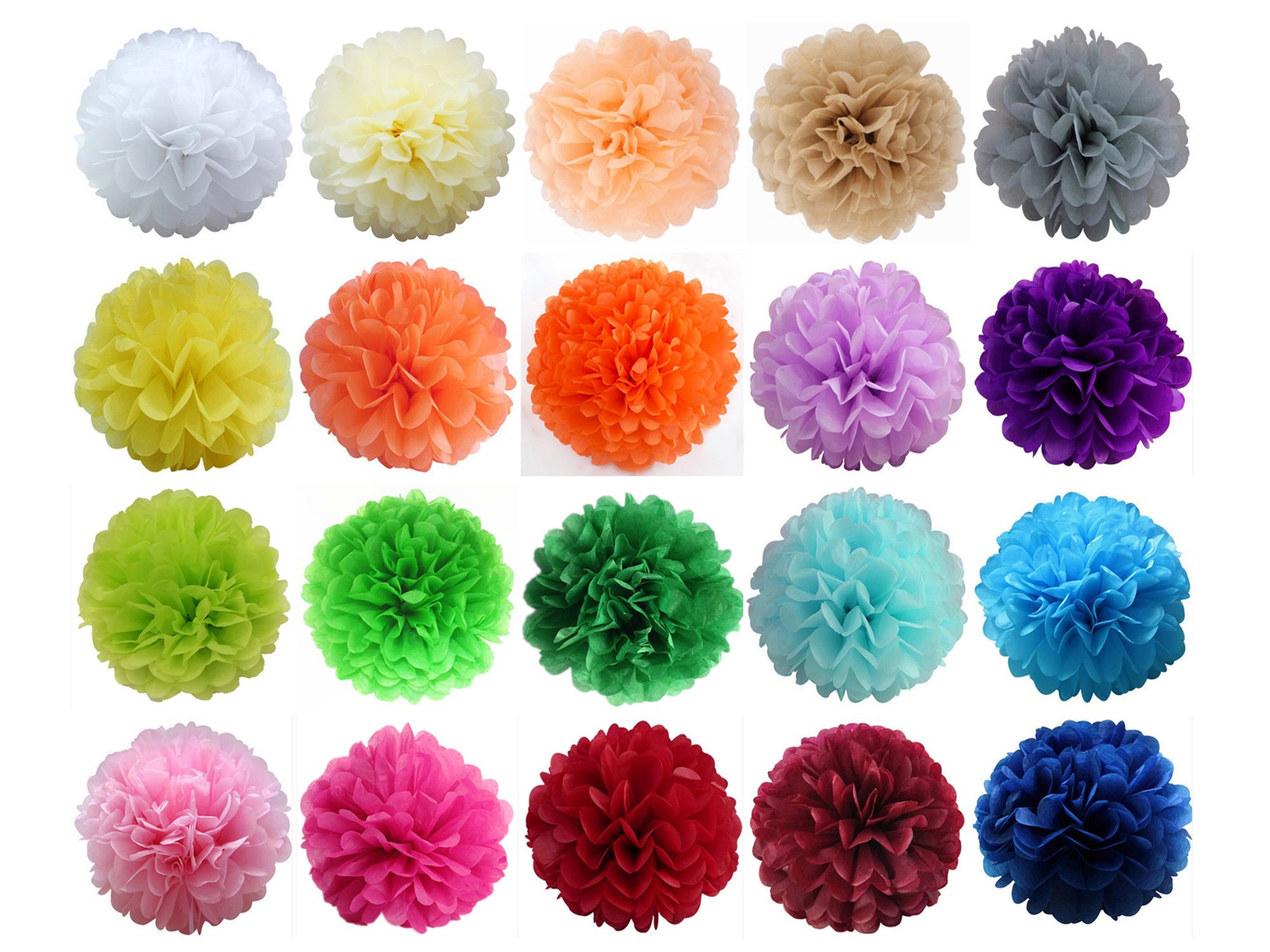 10 Tissue Paper Pom Poms tissue Flower Balls |