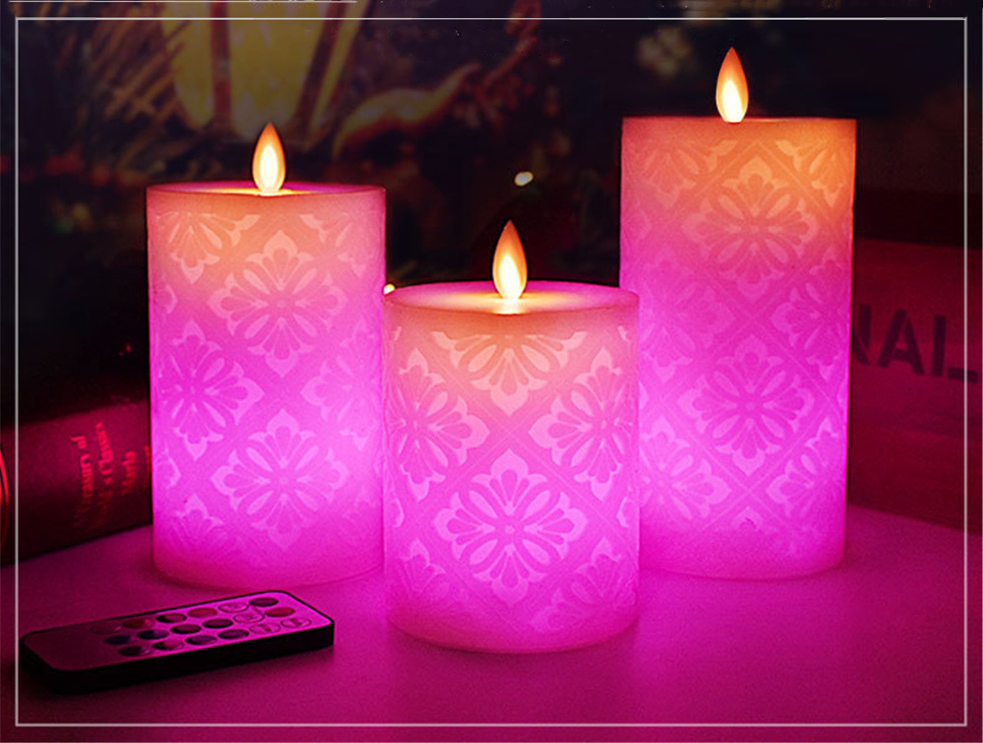 Pattern Flameless Pillar Candle With Flat Edge Diameter Etsy