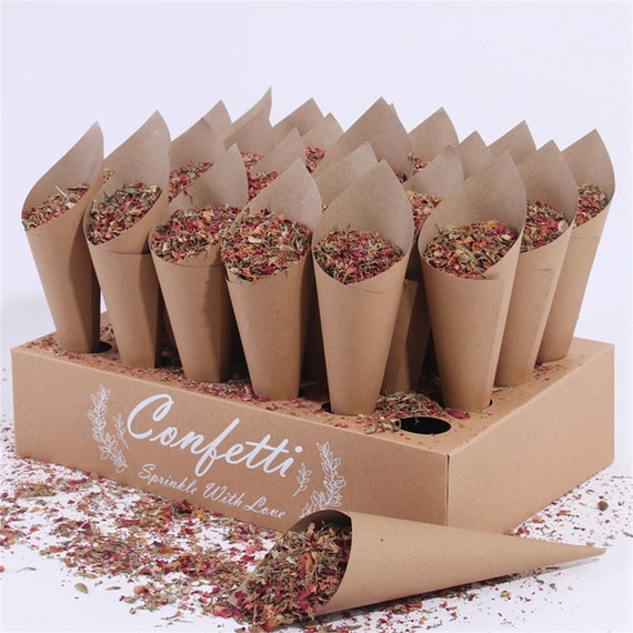 30Pcs Kraft Paper Cones Wedding Confetti Cone Party Snacks