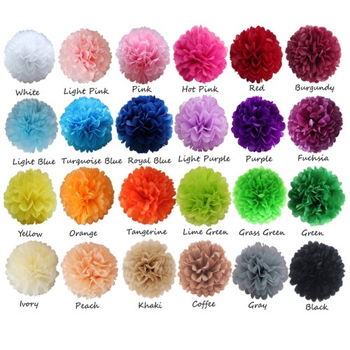 1 High Quality ASH GREEN Tissue Pom Pom Choose Any of 60 Etsy
