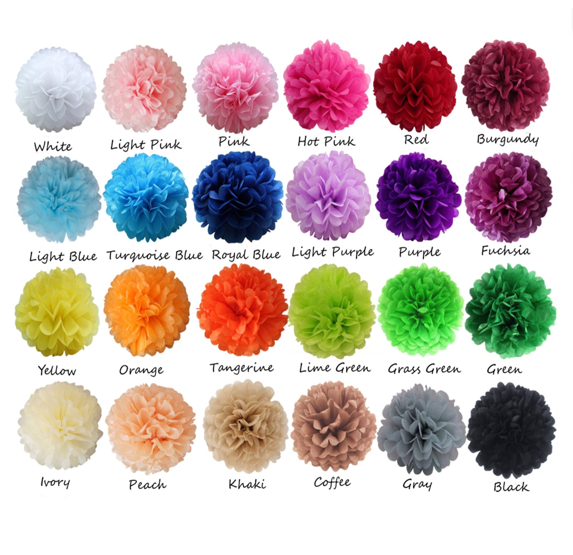 Peach 6/15CM Pack of 10 tissue paper pompoms Wedding party decorations over 20 colours to choose pom pom 