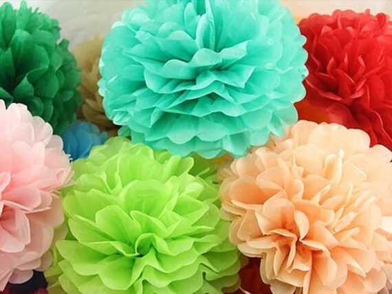 1//5 PomPoms Tissue Paper Pom-Pom Paper Flower Handmade Wedding Party Decor