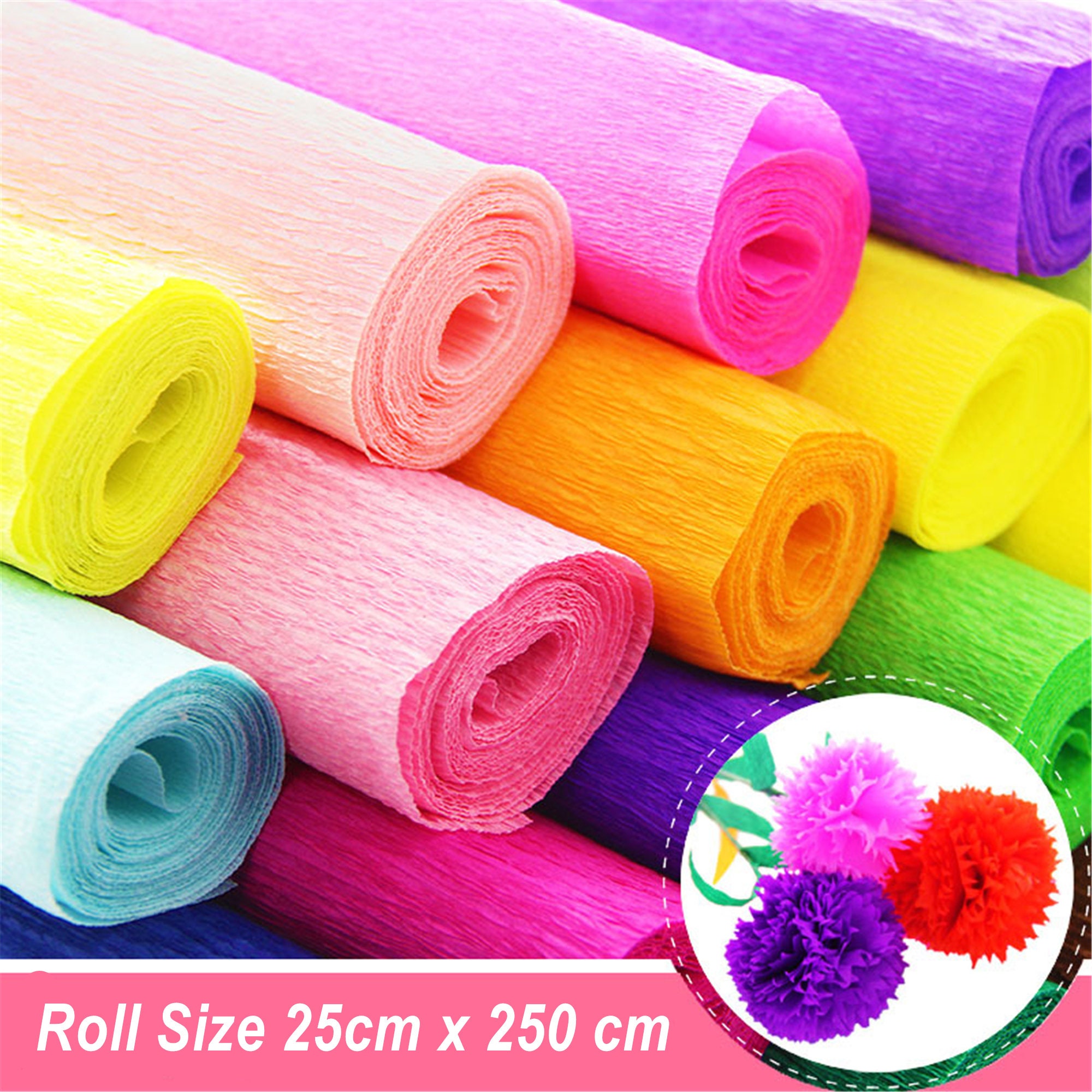 Rustark 62Pcs 10 Colors Crepe Paper Rolls DIY Kit Crepe Paper