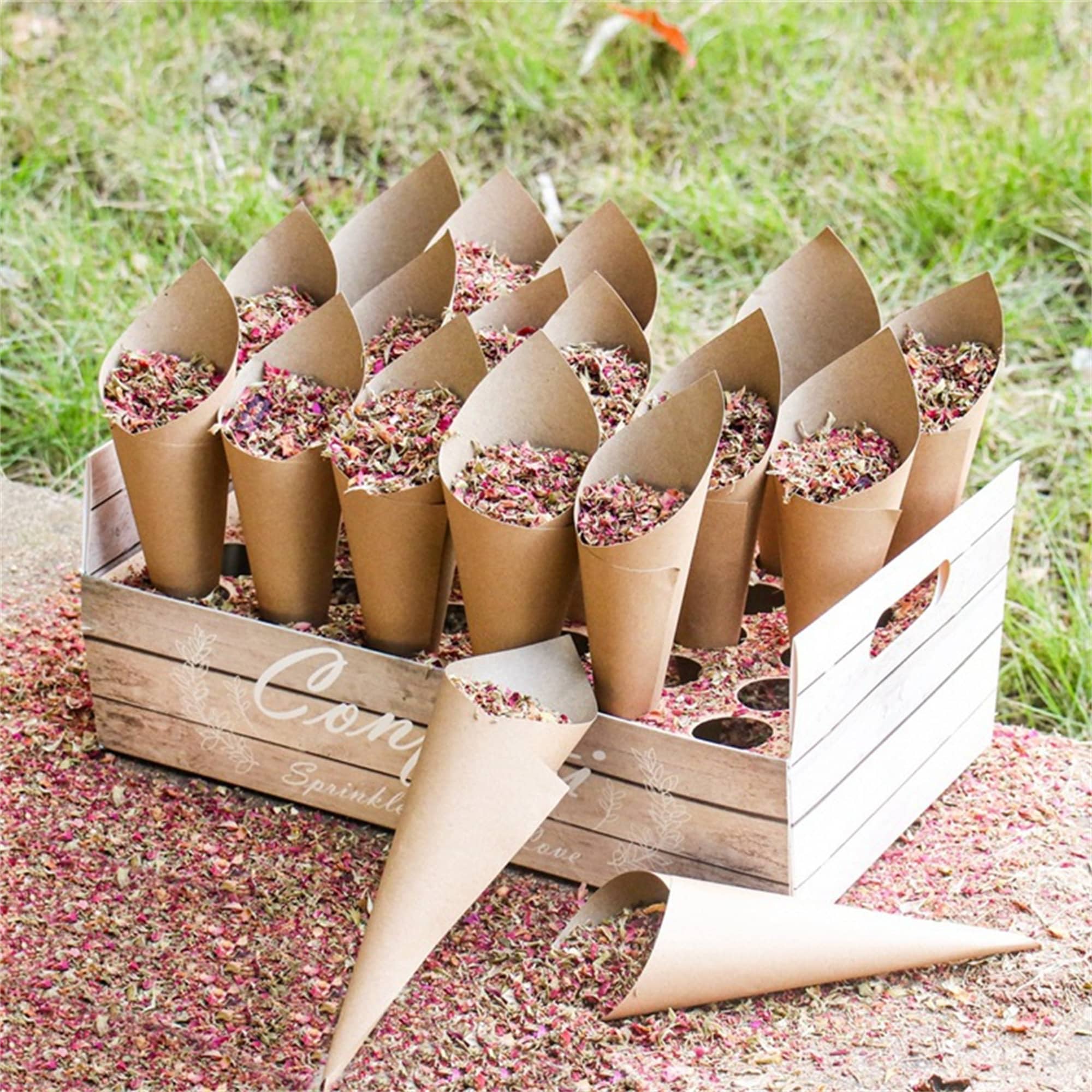 ERINGOGO 40 Pcs Paper Cones for Crafts Cone Appetizer Holder Cupcake Holder  Hollow Flower Cone Wedding Party Favors Paper Food Cones Dried Flower