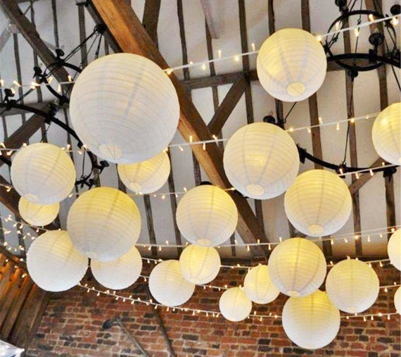 24pcs Paper Lanterns With Mini Led Lights Kit-mixed Size Round