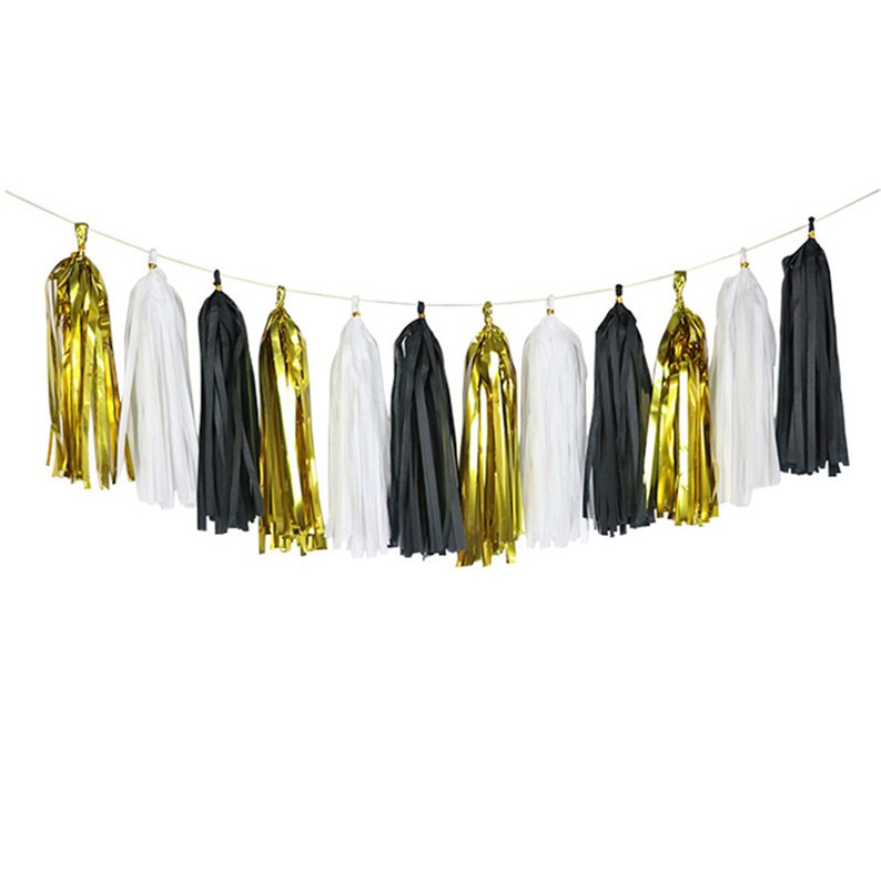 15pcs Black and Gold Tassel Garlandpaper Tassel | Etsy