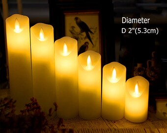 Flameless Led pillar Candle Lights Warm White Flickering candle Battery operated real wax fake candles diameter 2