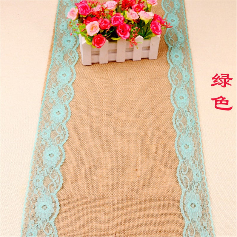 Jute Table Runner Burlap With Color Lacerustic Burlap Table Etsy