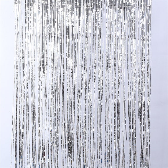 Silver Fringe Curtain Wall Decorations-birthday Pack Drop Drop Foil Curtain  Decor-hanging Silver Tassel Curtain-party Photo Booth Backdrop 