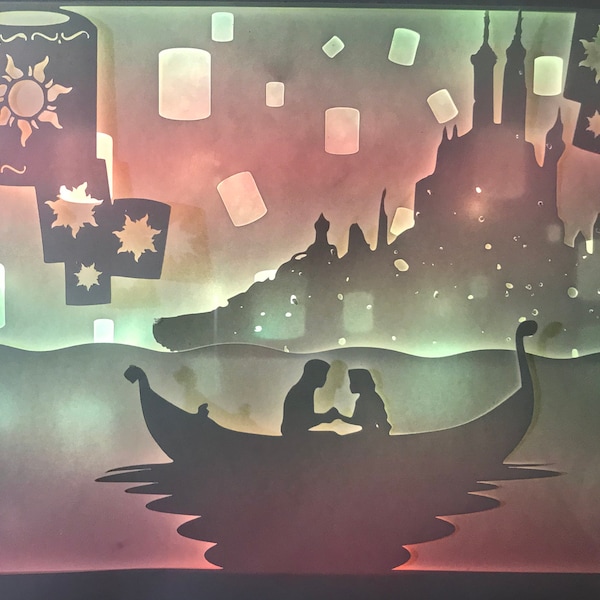 Floating lanterns Shadow Box SVG, and PNG Floating lanterns Shadow Box SVG, and PNG