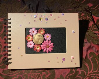 einzigartiges kleineres  rosa Fotoalbum Notiz oderTagebuch handverziert, Buch für besondere  Texte, Fotos Gedichte, Geschenk für Frauen