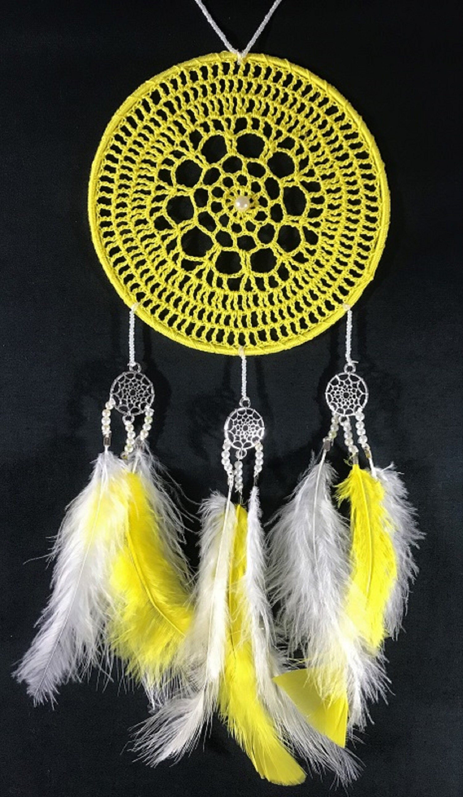 Attrape Rêve Jaune et Blanc