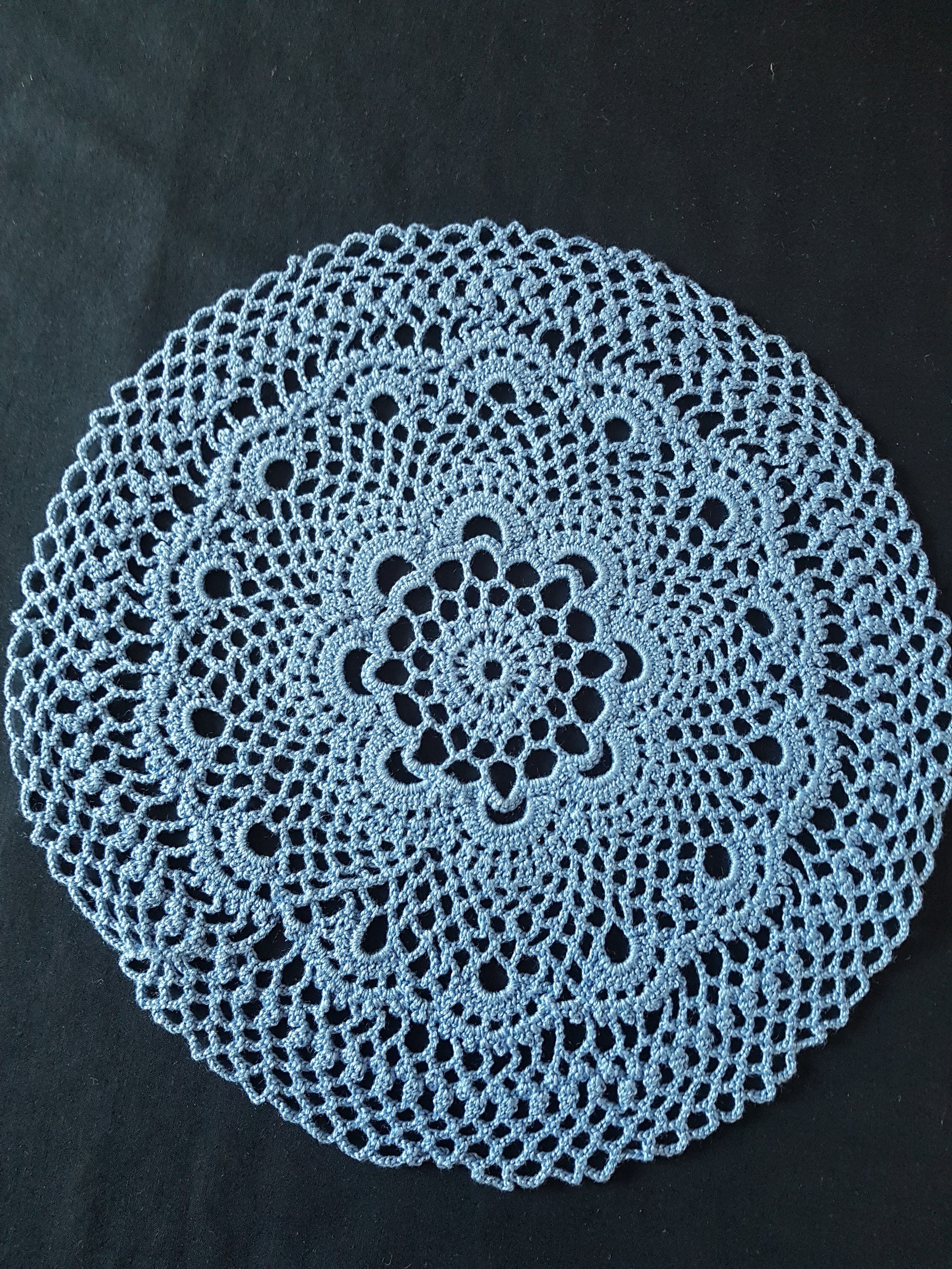 Napperon Rond en Coton Bleu