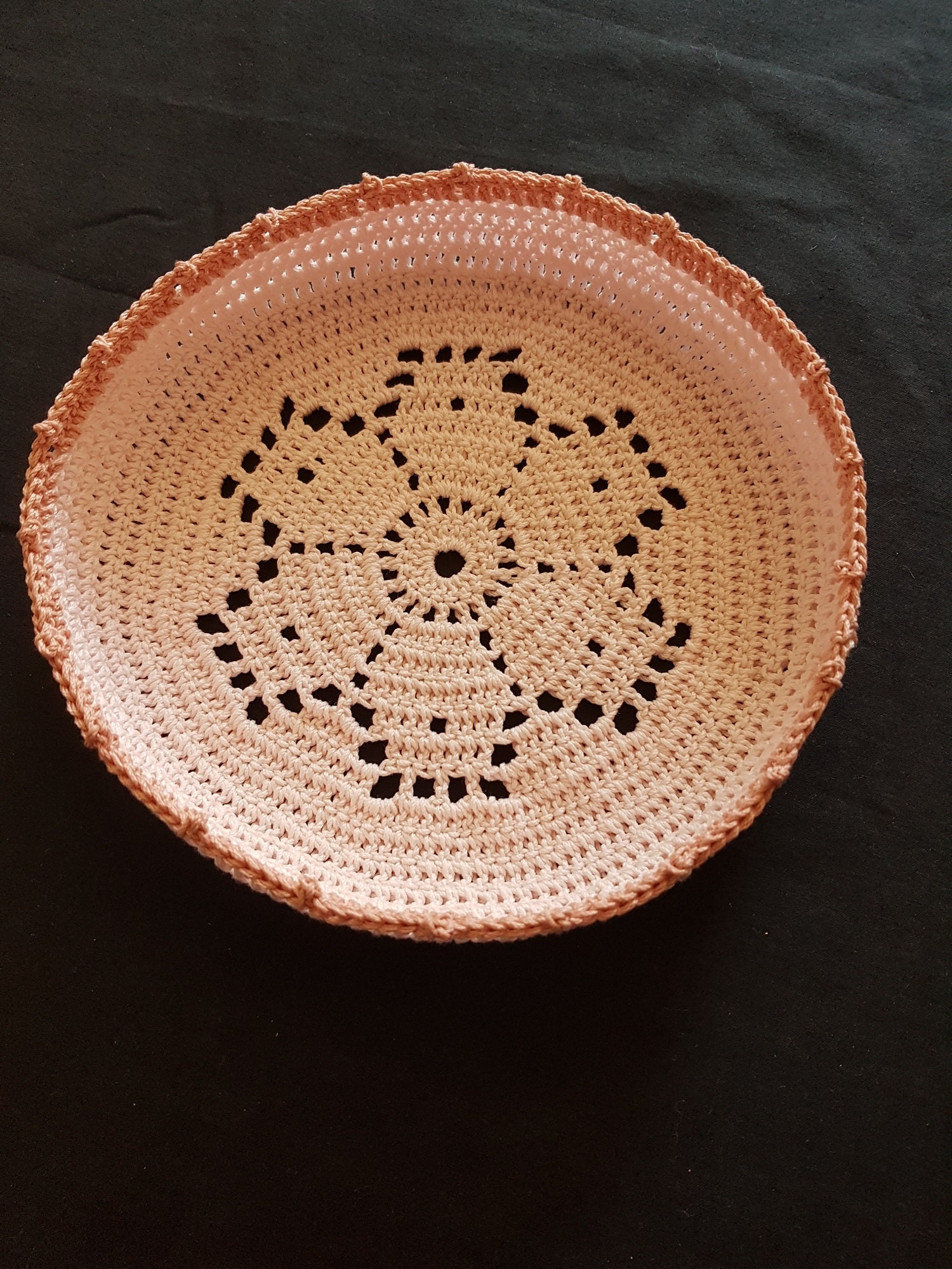 Corbeille Au Crochet en Coton Rose Pâle et Saumon