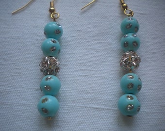 Pendientes de perlas redondas azules