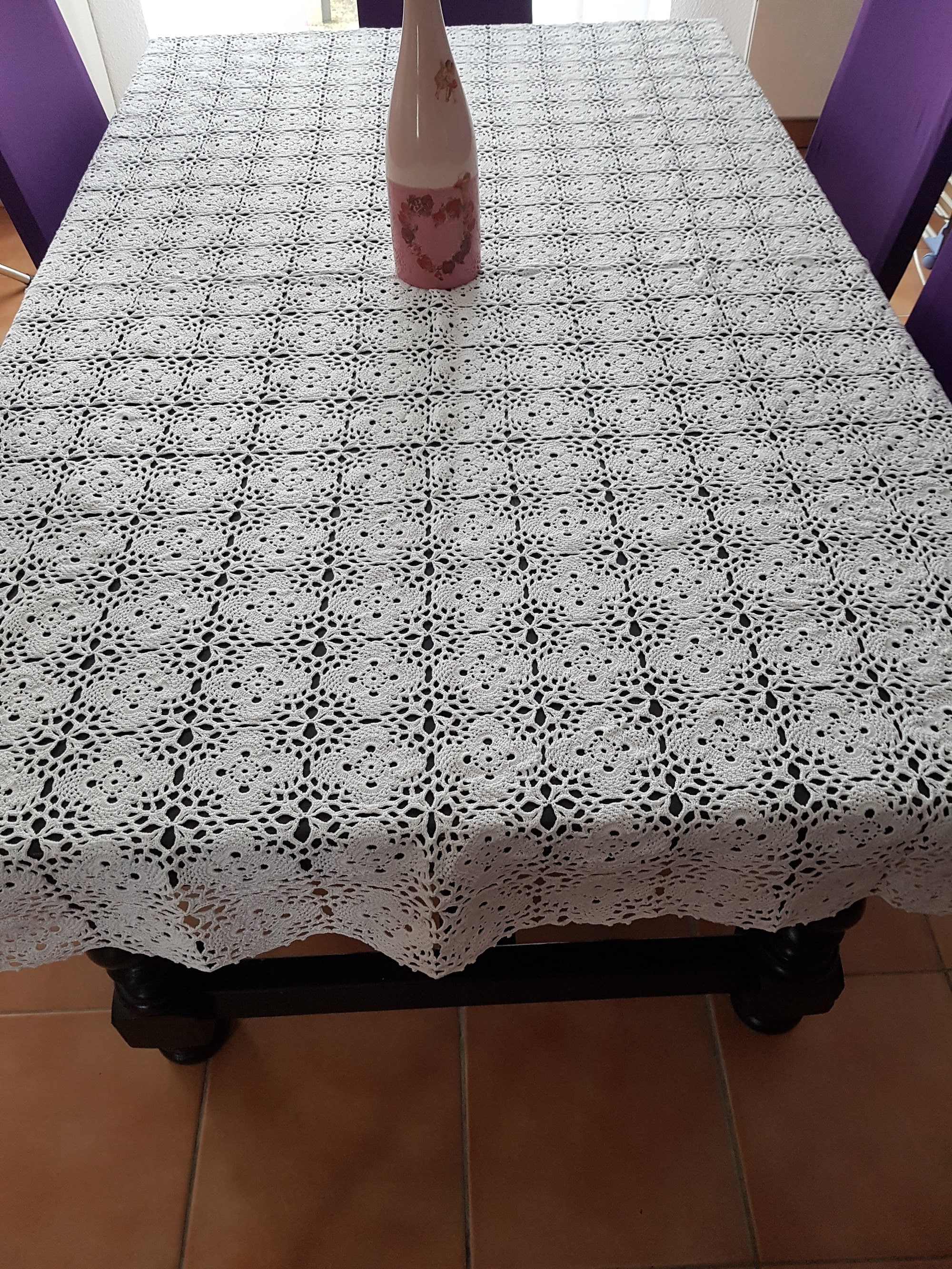 Nappe Rectangulaire Blanche Au Crochet