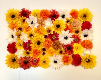 Décor mural de fleurs d’automne, collage de fleurs, mur floral d’automne, décor de pépinière florale, décor de bureau floral, fleurs d’automne