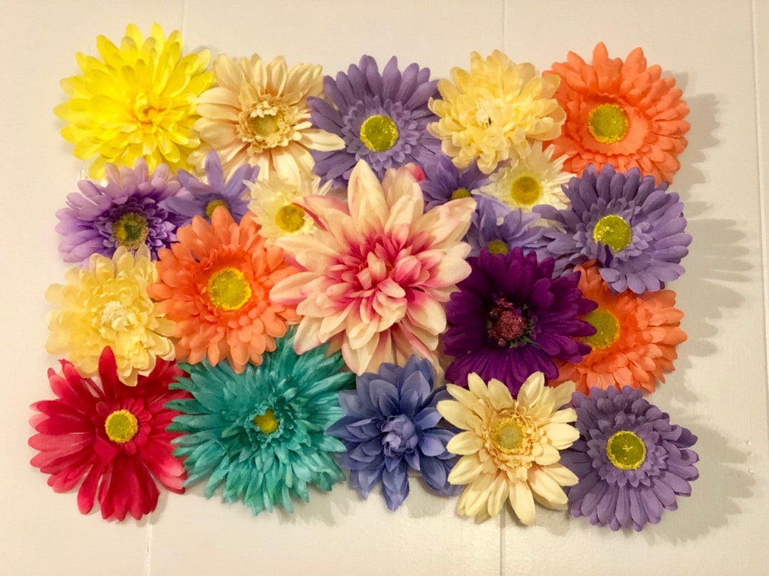 Flower Wall Decor Daisy and Dahlia Flower Collage Spring Etsy UK