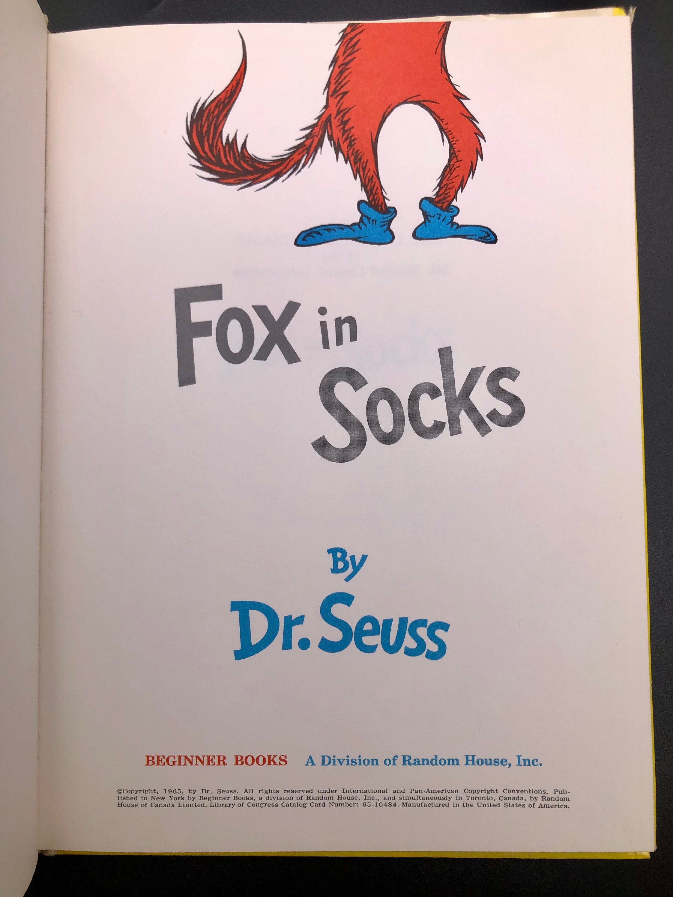 Fox in Socks. by Dr. Seuss. First Edition, Later Printing