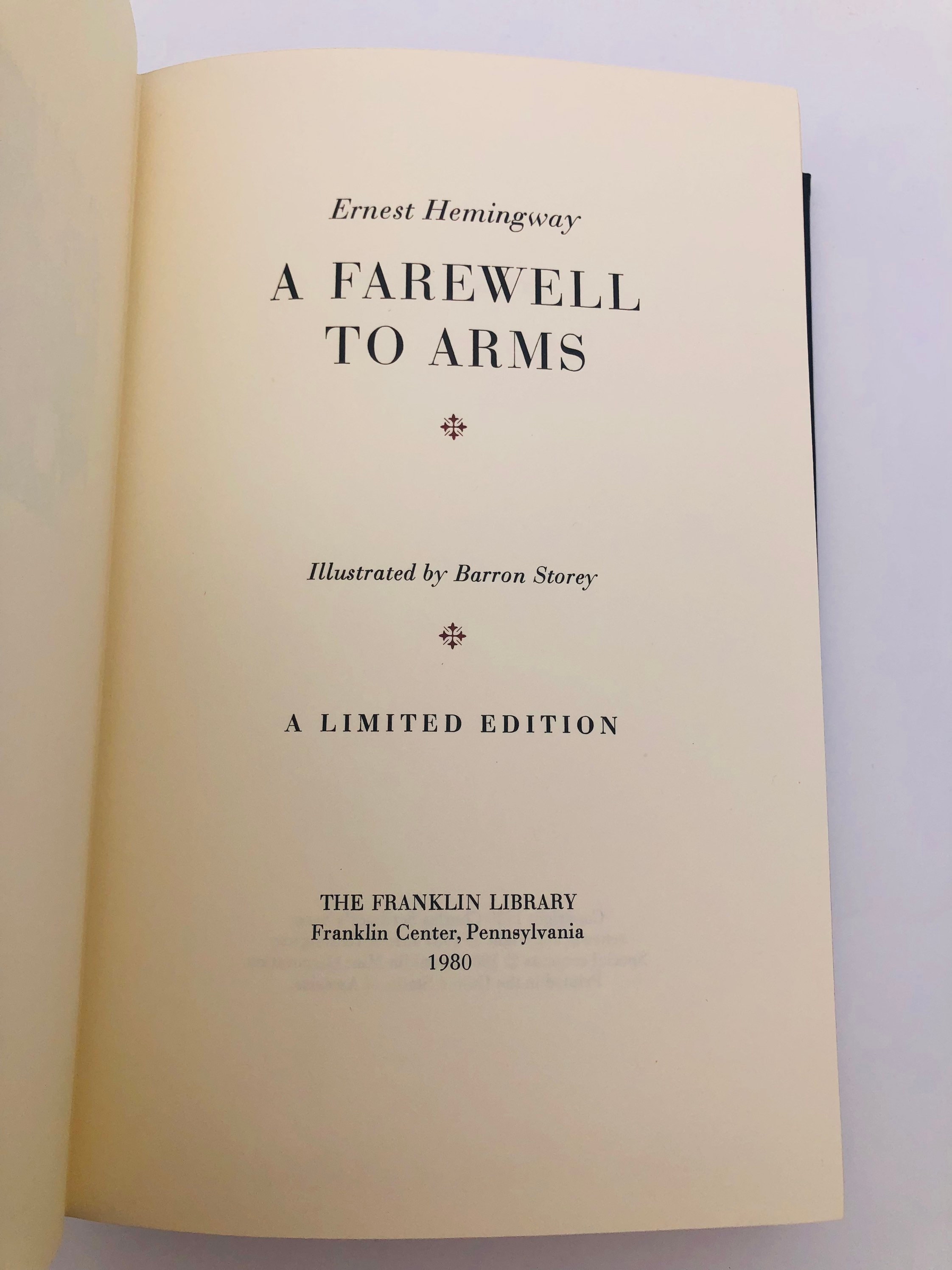 A Farewell to Arms. By Ernest Hemingway. Illustrated by Barron Storey. Limited Edition. Franklin