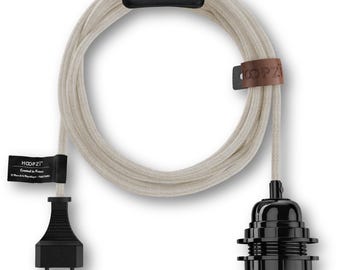 BALA lighting cable with plug - natural linen weave
