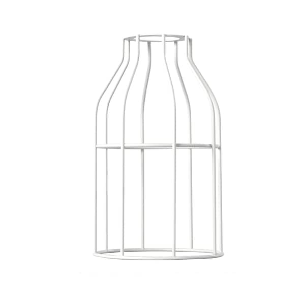 Abat Jour Vintage • Cage en Acier Pour Suspension Luminaire, Lampe de chevet, Lampe Baladeuse et Lampe Suspendue • Douille E27 • Blanc