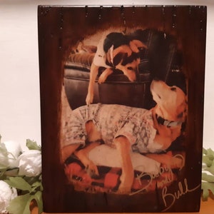 8&quot;x10&quot; Personalized Photo on a Block of Love with Choice of Stain