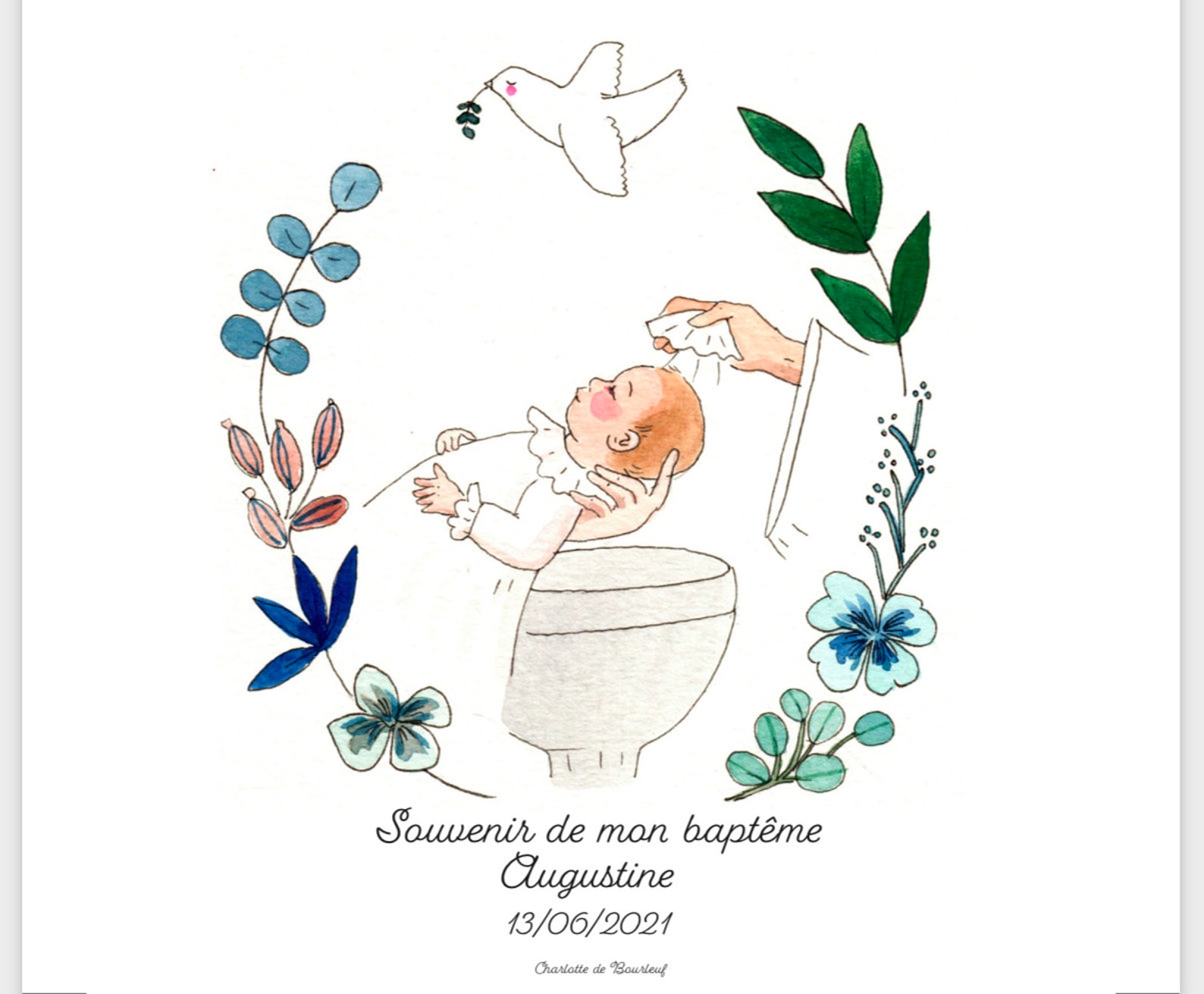 Page De Garde Baptème Lot de 20 cartes de baptême couronne de fleurs carte de | Etsy