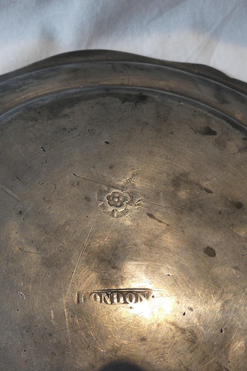 18th Century Antique English pewter bowl plate