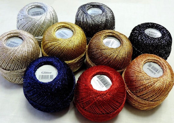 Twilleys & Grundl Goldfingering Crochet Metalic Yarn 25g Ball Glitter 3 Ply  15 Colours New 