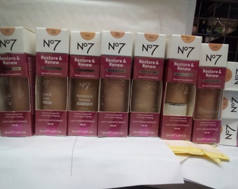 Boots N07 RESTORE & RENEW FOUNDATION 30ml Light Medium Coverage SPF30 Choose Colour Required