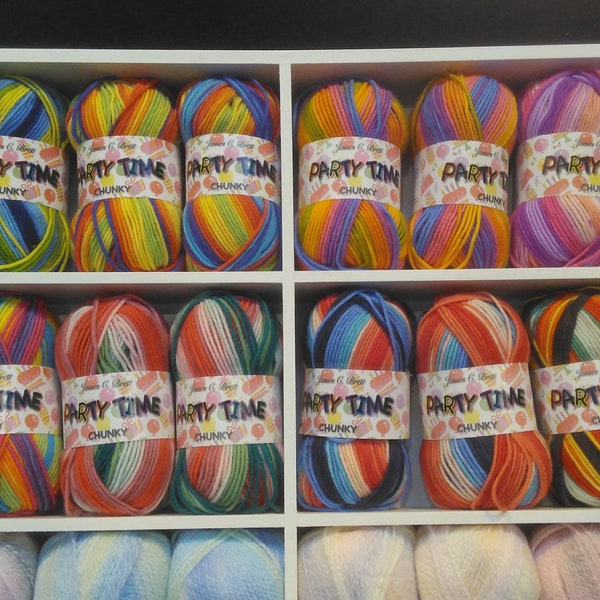 5 pelotes de 100 g de fil de laine à tricoter épais James C Brett PARTY TIME en différentes couleurs nouveau