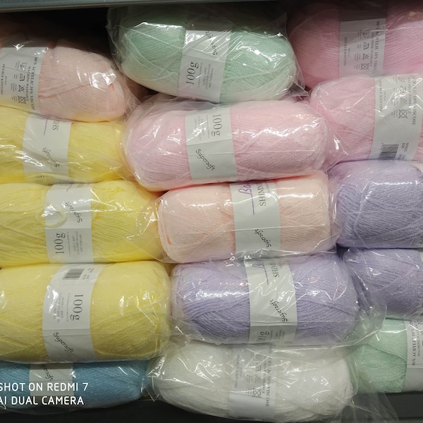 James C Brett Supersoft Soft Baby Fil de laine à tricoter double 5 x 100 g 8 couleurs différentes
