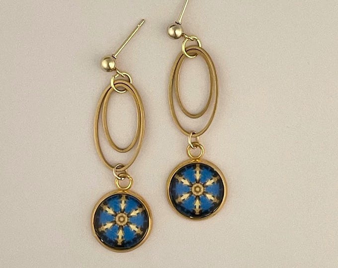Salamanca at Night Inspired Dangle Earrings, Stunning Design Set in Glass and Steel
