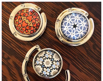 Purse / Coat Hooks Vivid, Original Designs Set on Stainless Steel Base, Functional and Fabulous