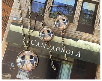 Campagnola Pendant & Earring Set, Classic Design Set in Glass, Buy as Set or Separates, Statement Pieces