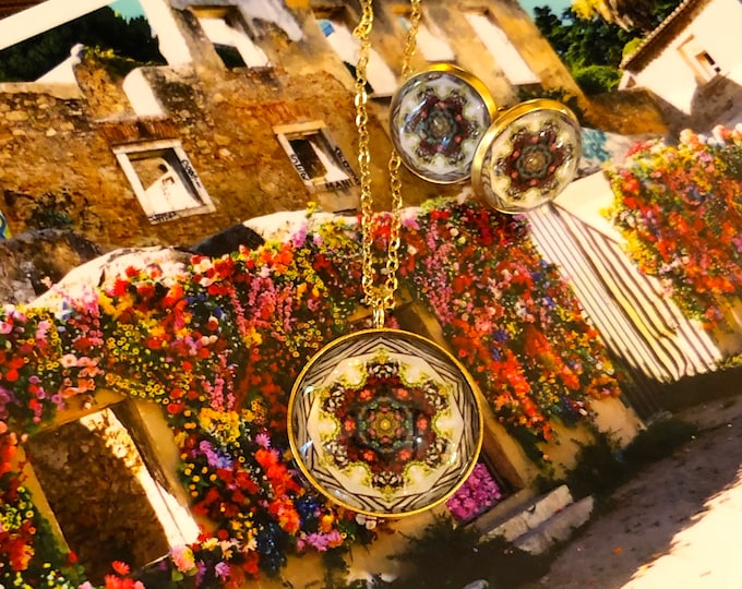 Alfama Glass Pendant and Earrings, Statement Pieces, Designed from Original Photo of Alfama District Street Art, Lisbon Portugal