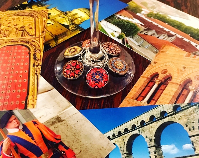 Charms of Wine Country,  Original Designs Set in Glass on Stainless Steel Charm, Unique Housewarming, Host Gift
