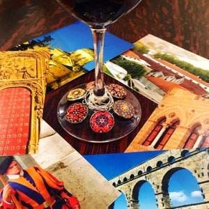 Charms of Wine Country,  Original Designs Set in Glass on Stainless Steel Charm, Unique Housewarming, Host Gift