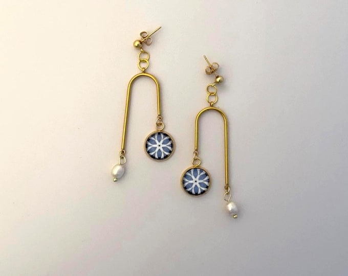 Vibrant Blue, Summer Storm Over Lake Michigan Chandelier Earrings, Great to gift or keep!