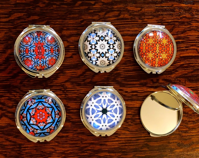 Mirrored Compacts with Vivid, Original Designs Set on Steel Base, Functional and Fabulous