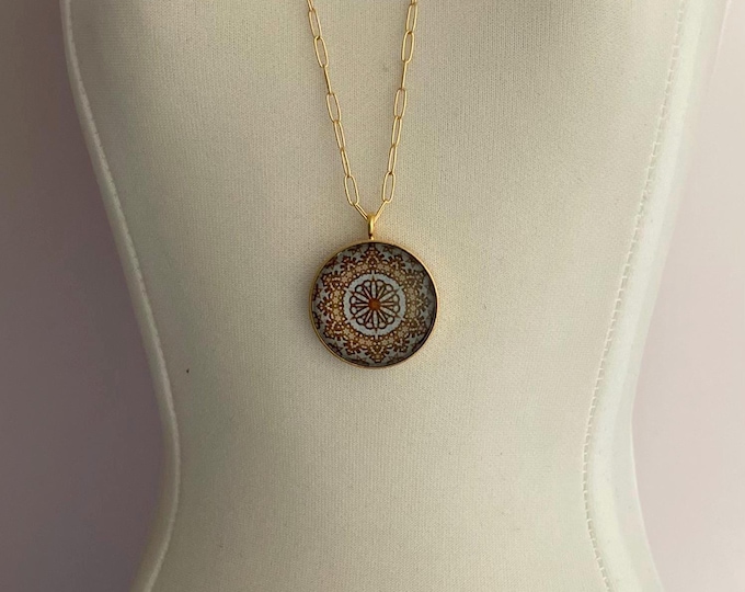 Chicago Cultural Center Tiffany Dome Inspired Necklace &  Earrings, Original Designs set in Glass, Buy as Set or Separates.