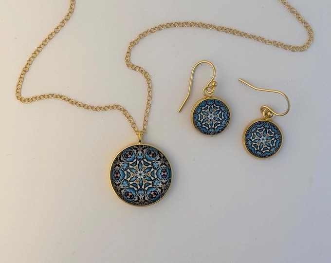 Driehaus Museum, Ann Willet Stained Glass Window Inspired Necklace &  Earrings, Original Designs set in Glass, Buy as Set or Separates.