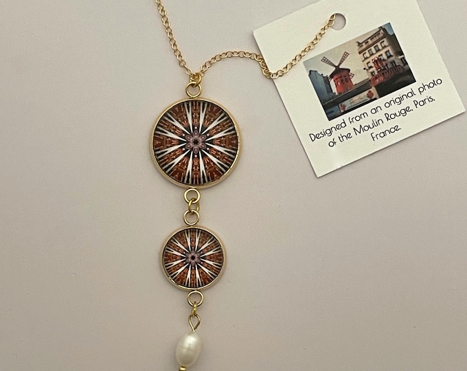 Welcome to the Moulin Rouge Pendant, Stunning Design Set in Glass with 16" - 18" adjustable, Gold-filled Necklace